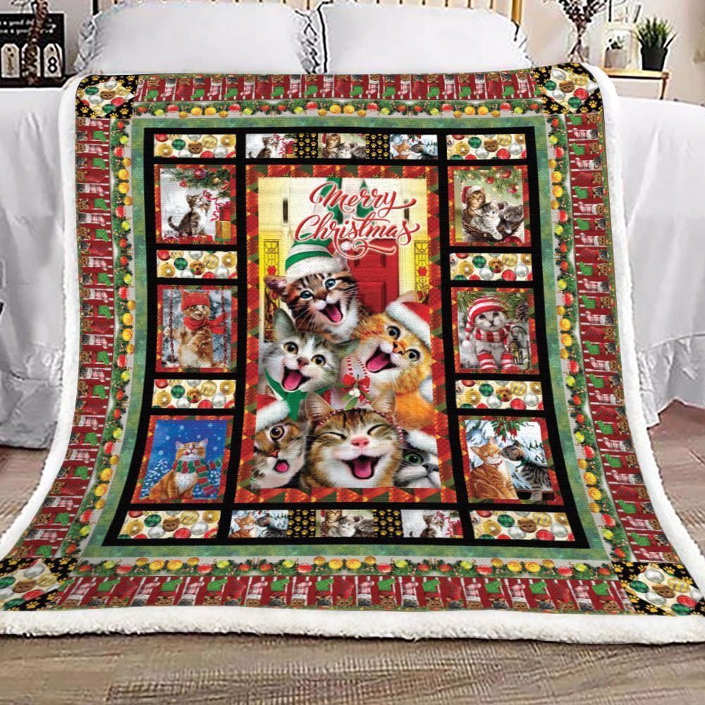 Christmas Cats Sherpa Fleece Blanket
