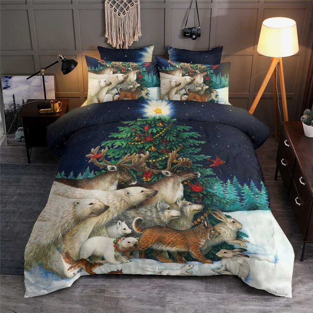 Christmas Cotton Bed Sheets Spread Comforter Bedding Set
