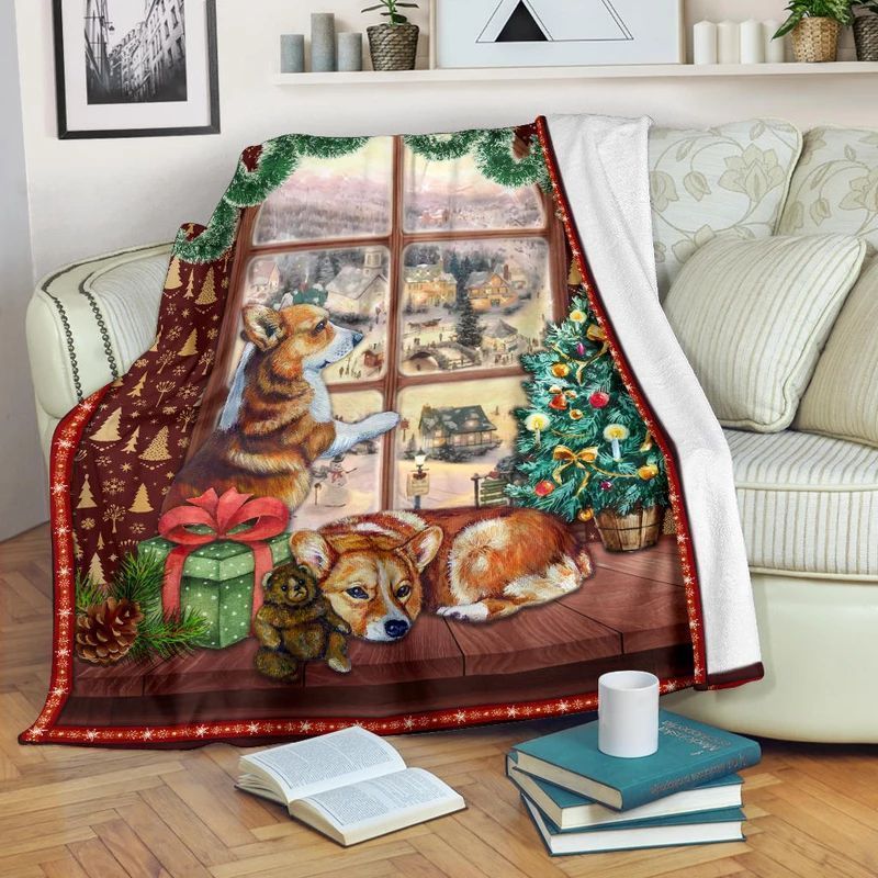 Christmas Corgi Sherpa Fleece Blanket