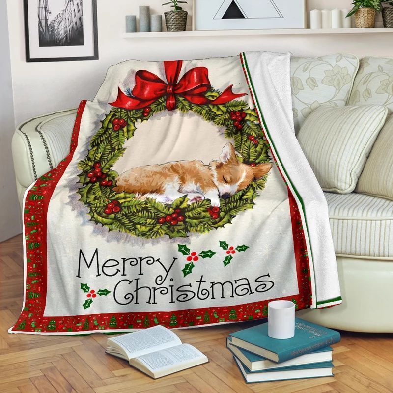 Christmas Corgi Sherpa Fleece Blanket