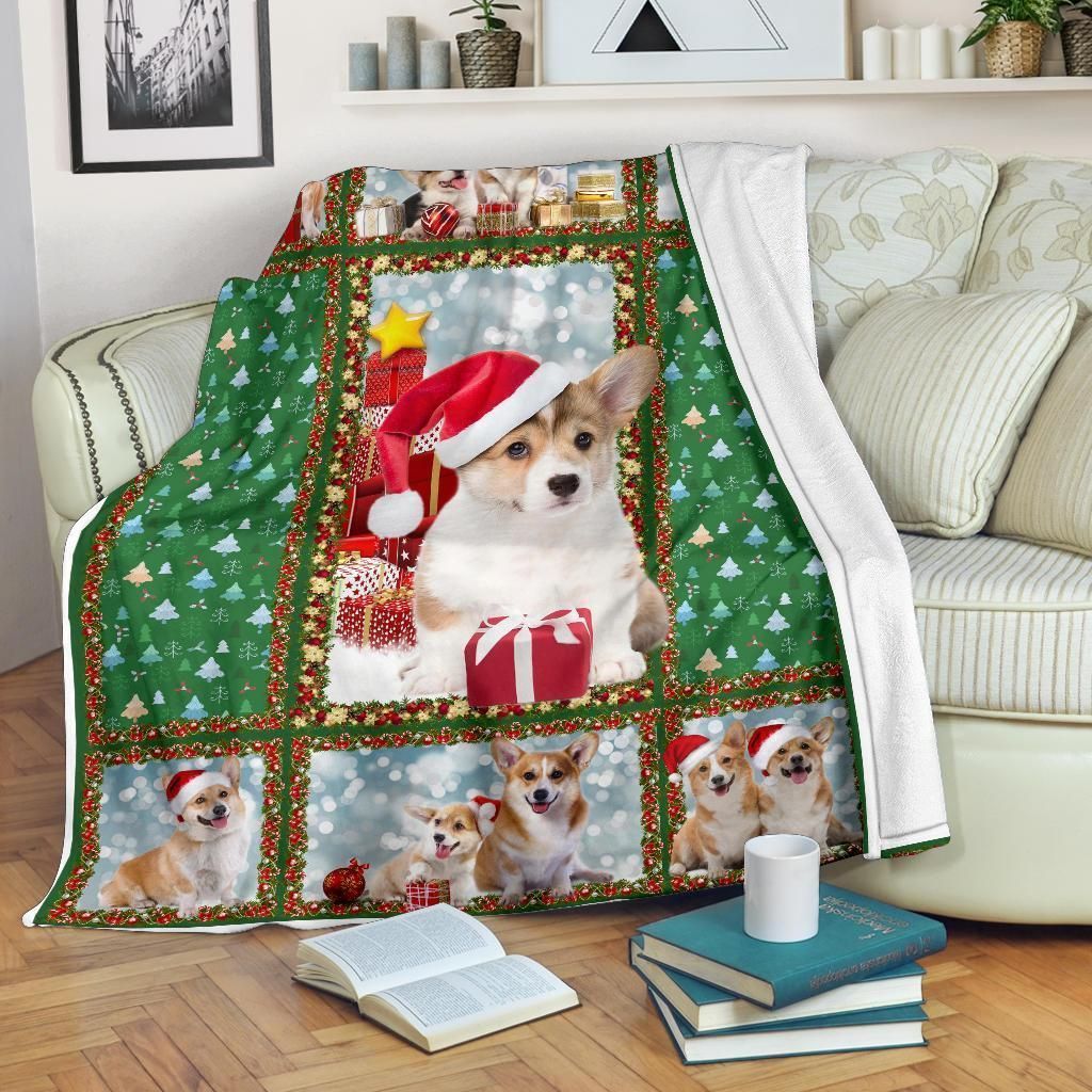 Christmas Corgi Sherpa Fleece Blanket