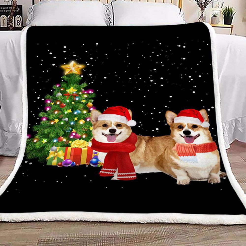 Christmas Corgi Dog Warm Christmas Eve Sherpa Fleece Blanket