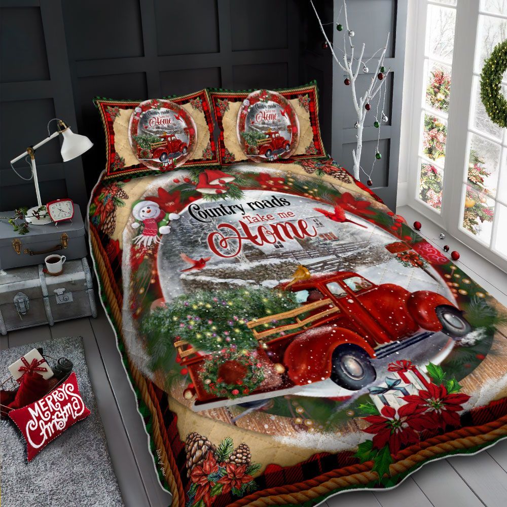 Christmas Country Roads Take Me Home Bedding Set