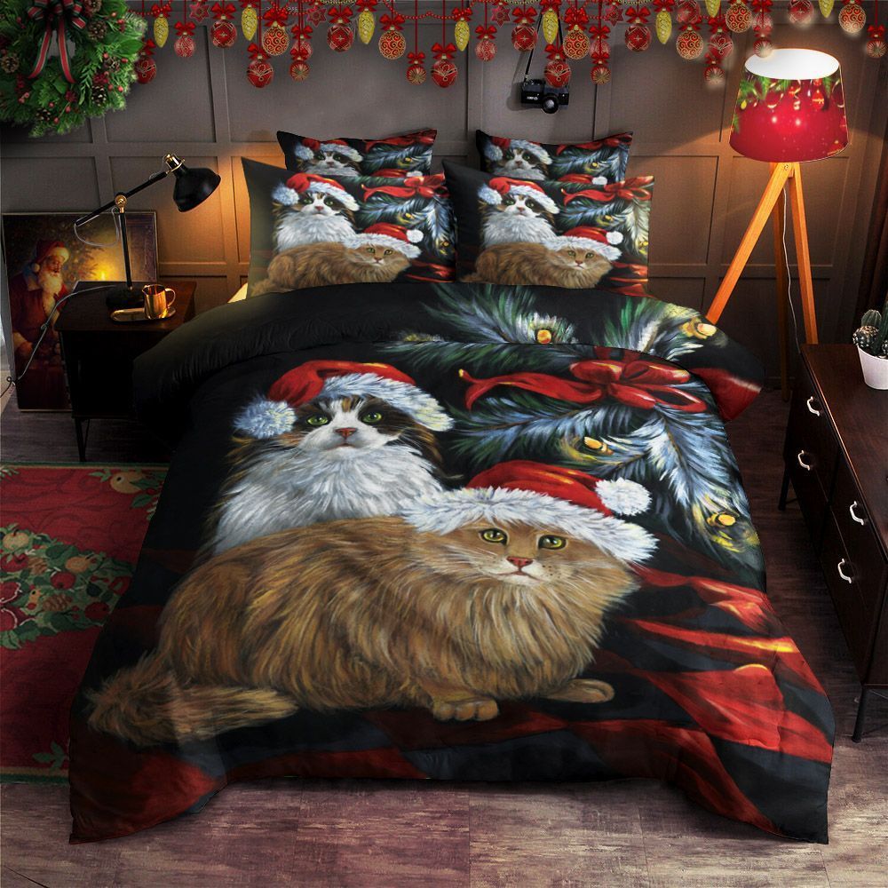 Christmas Couple Cats Bedding Set