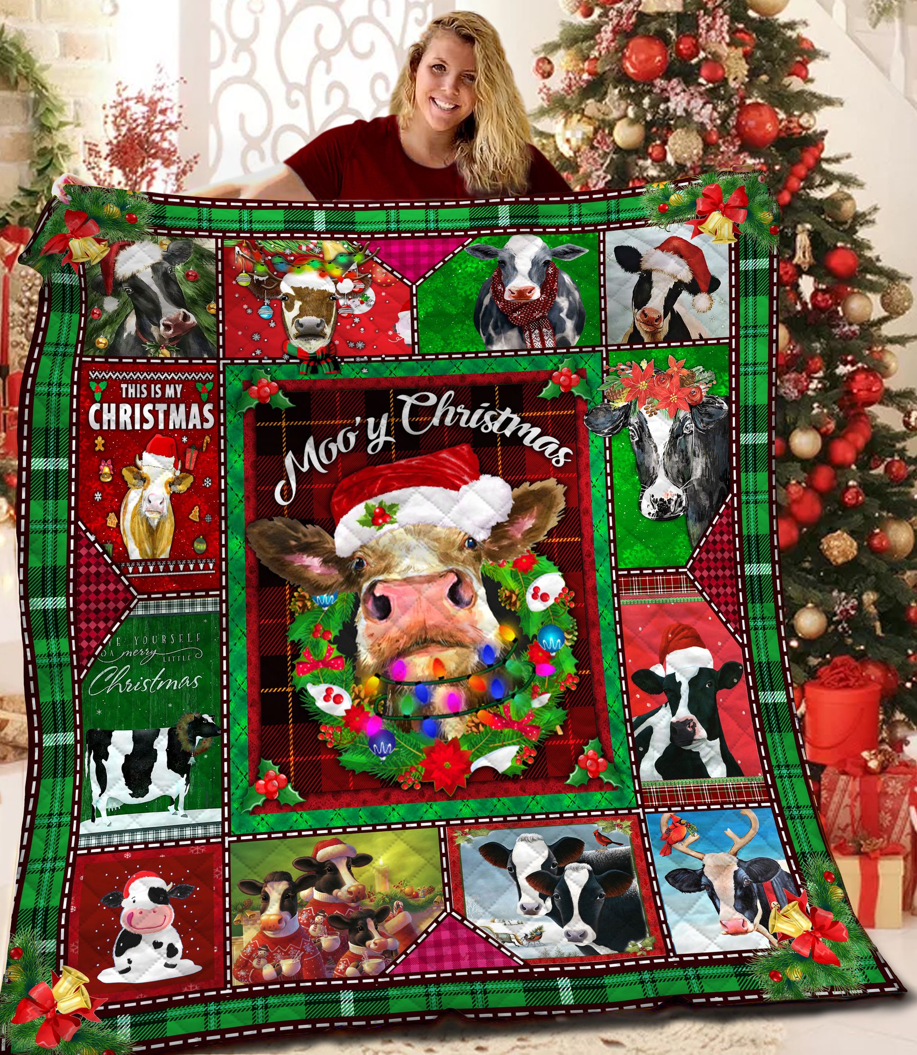 Christmas Cow BBB2310200MH Quilt Blanket