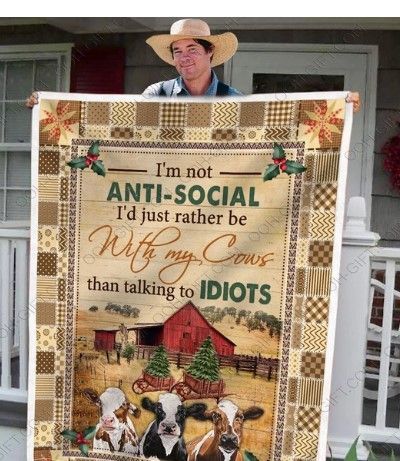 Christmas Cow Sherpa Fleece Blanket