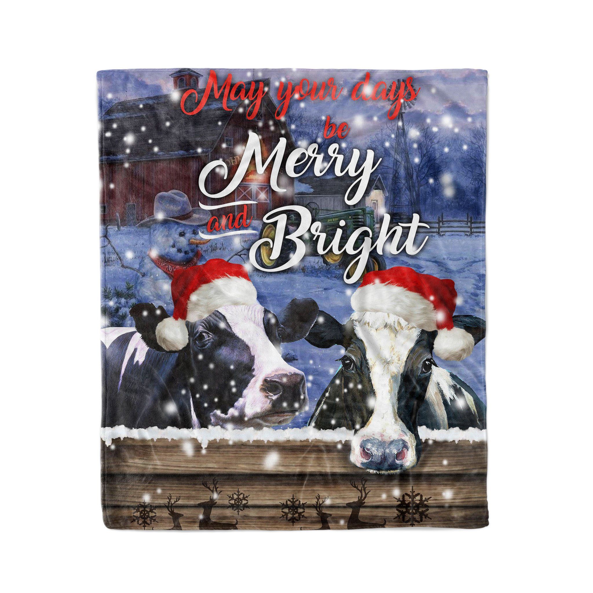 Christmas Cow Fleece Blanket