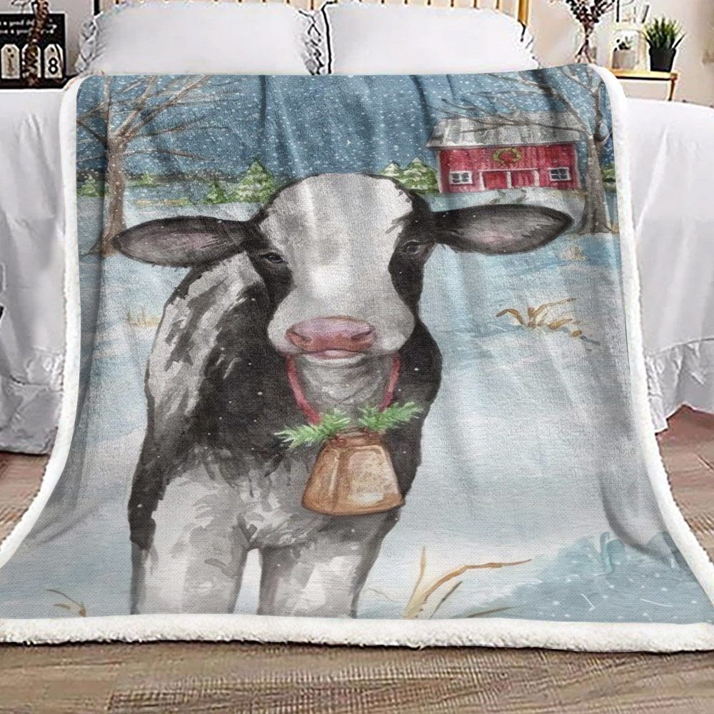 Christmas Cow Sherpa Fleece Blanket