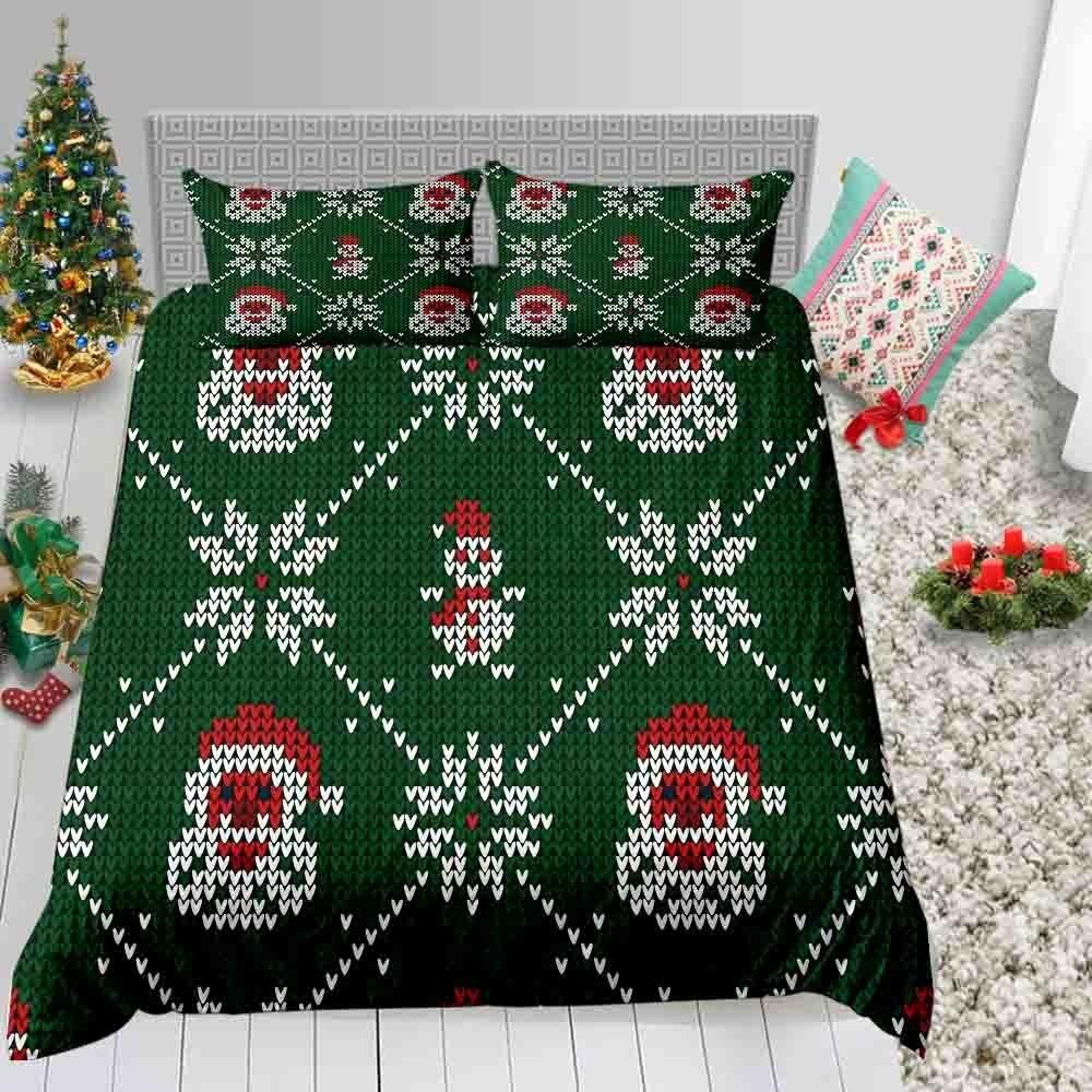 Christmas Cute Santas Queen Twin Bedding Set