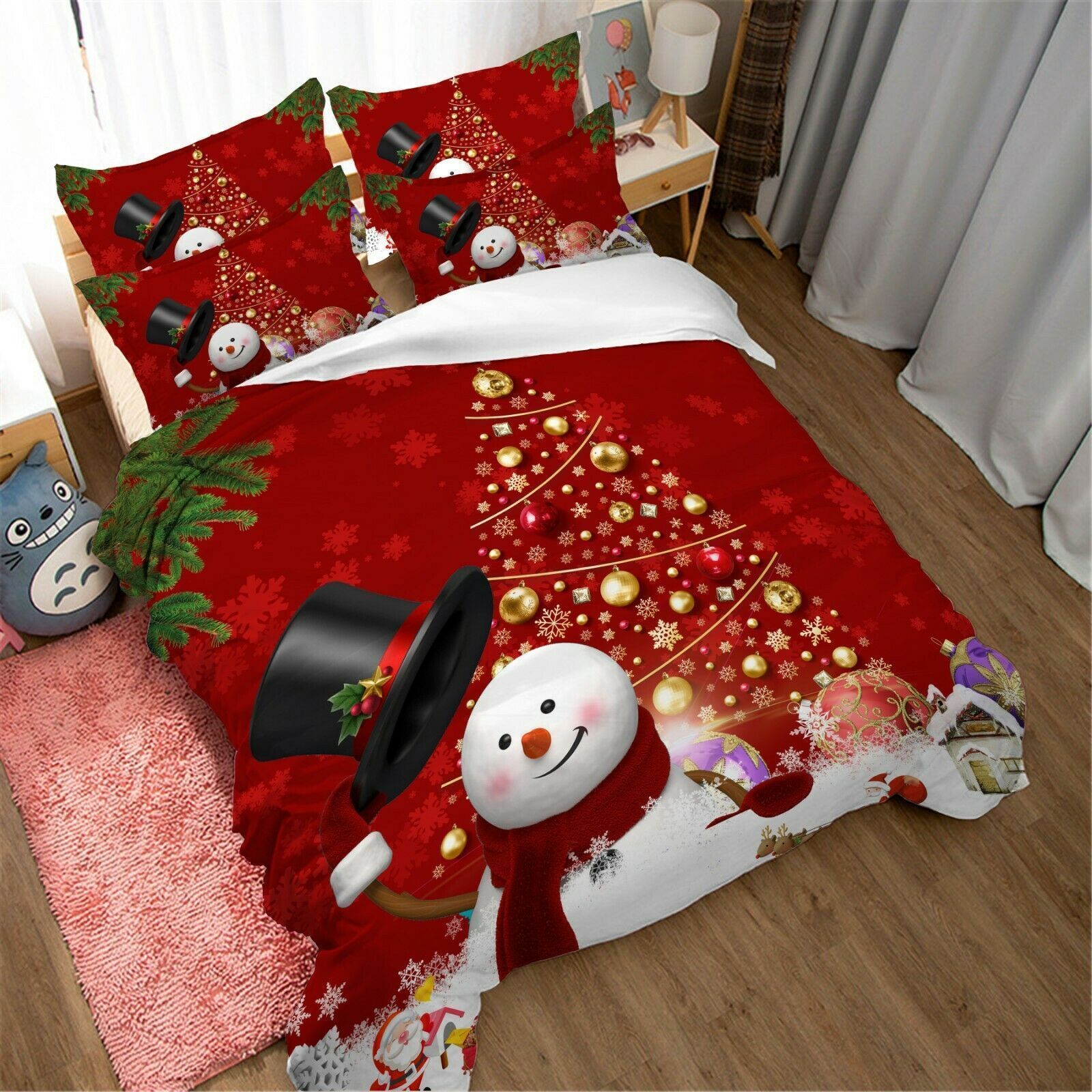 Christmas Cute Snowman Christmas Tree Bedding Set