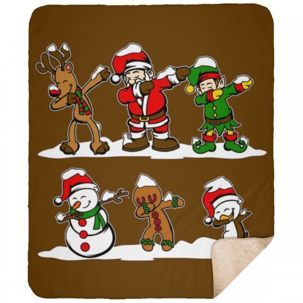 Christmas Dabbing Santa Claus Elf Reindeer Sherpa Fleece Blanket