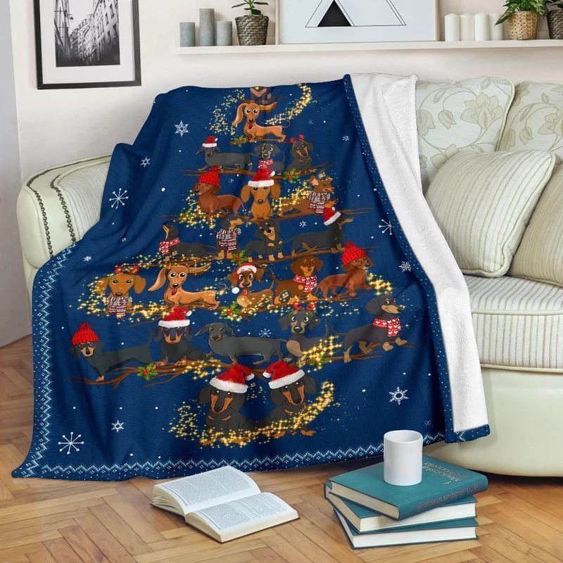 Christmas Dachshund Sherpa Fleece Blanket