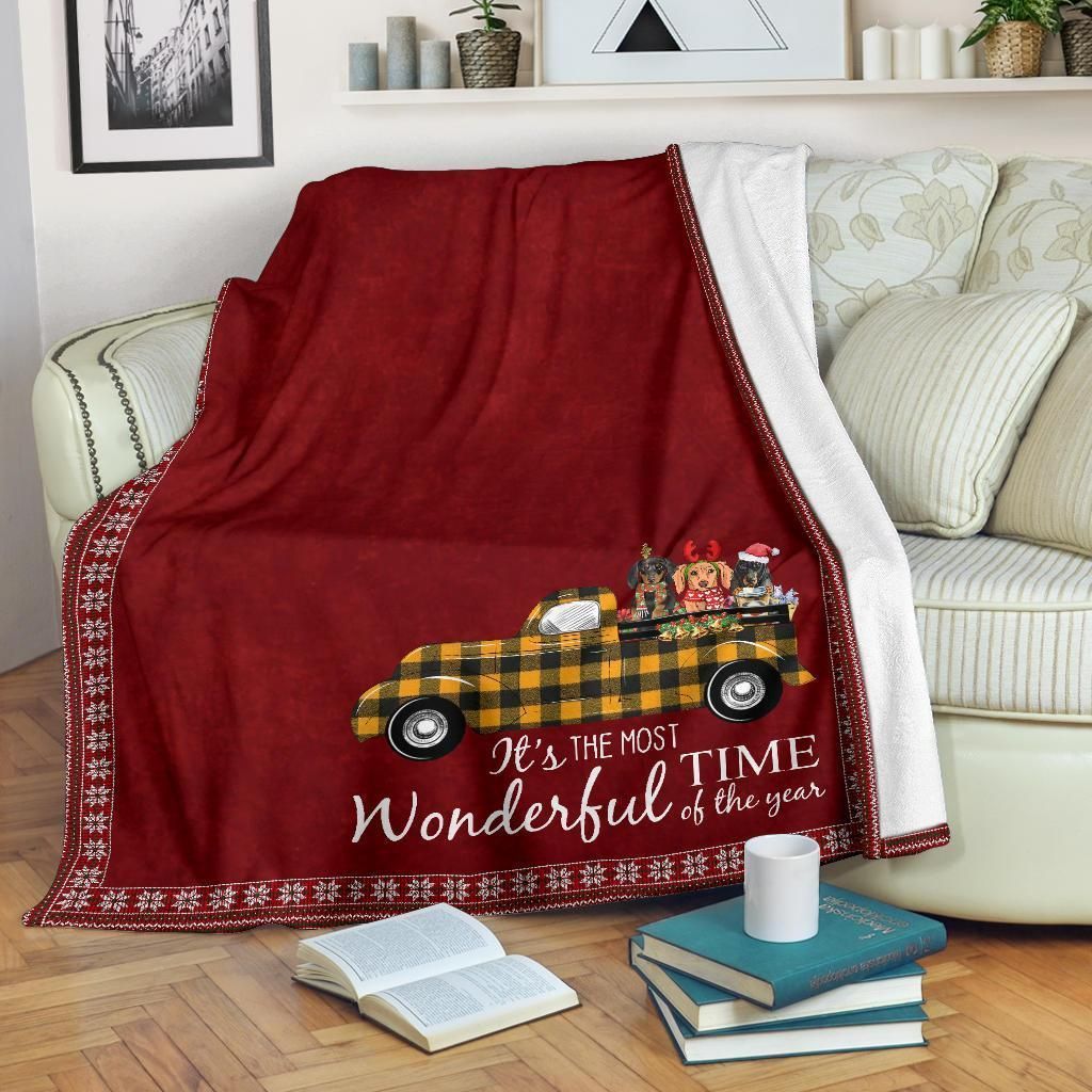 Christmas Dachshund Sherpa Fleece Blanket
