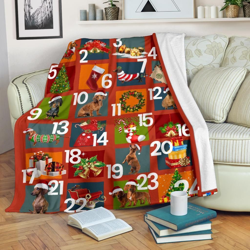 Christmas Dachshund Sherpa Fleece Blanket