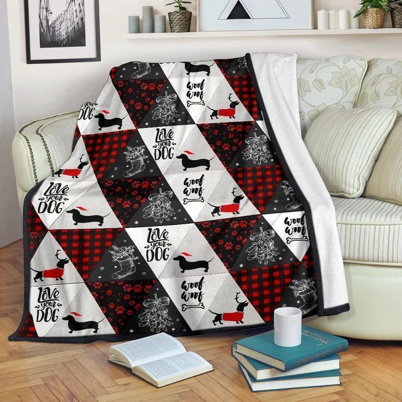 Christmas Dachshund Sherpa Fleece Blanket