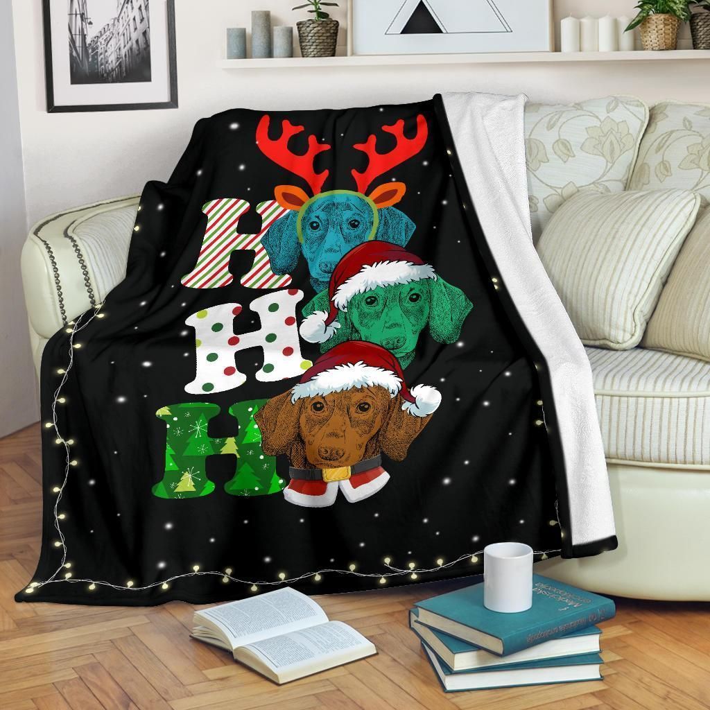 Christmas Dachshund Sherpa Fleece Blanket