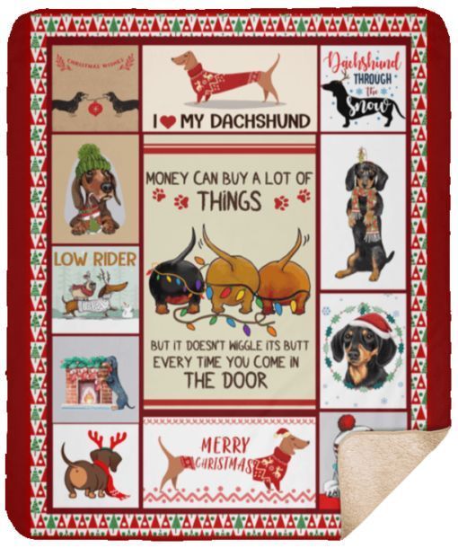 Christmas Dachshund Sherpa Fleece Blanket