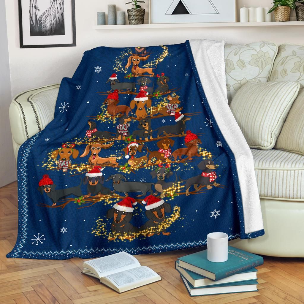 Christmas Dachshund Sherpa Fleece Blanket