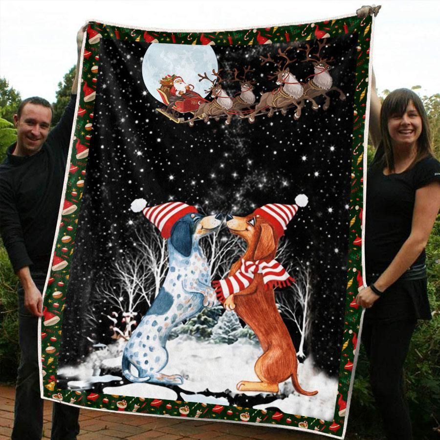 Christmas Dachshund Sherpa Fleece Blanket