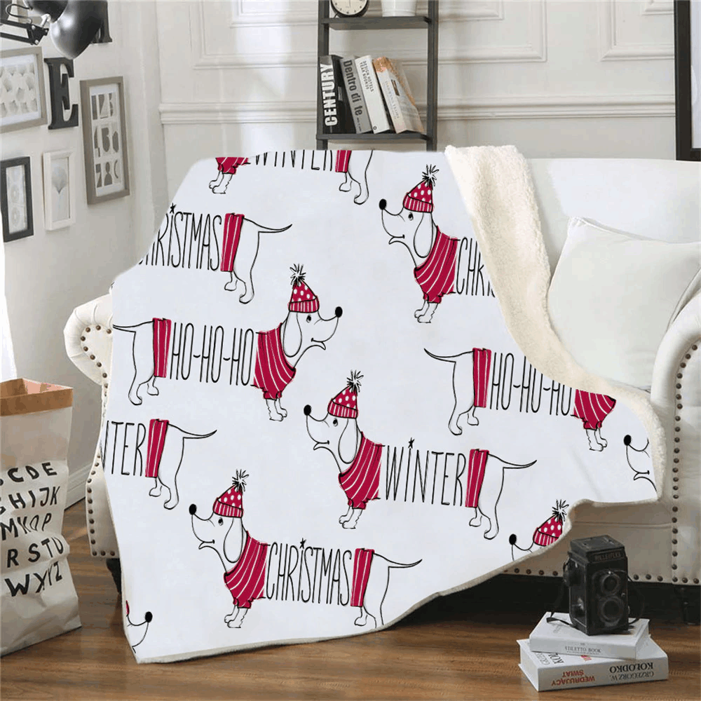 Christmas Dachshund Sherpa Fleece Blanket