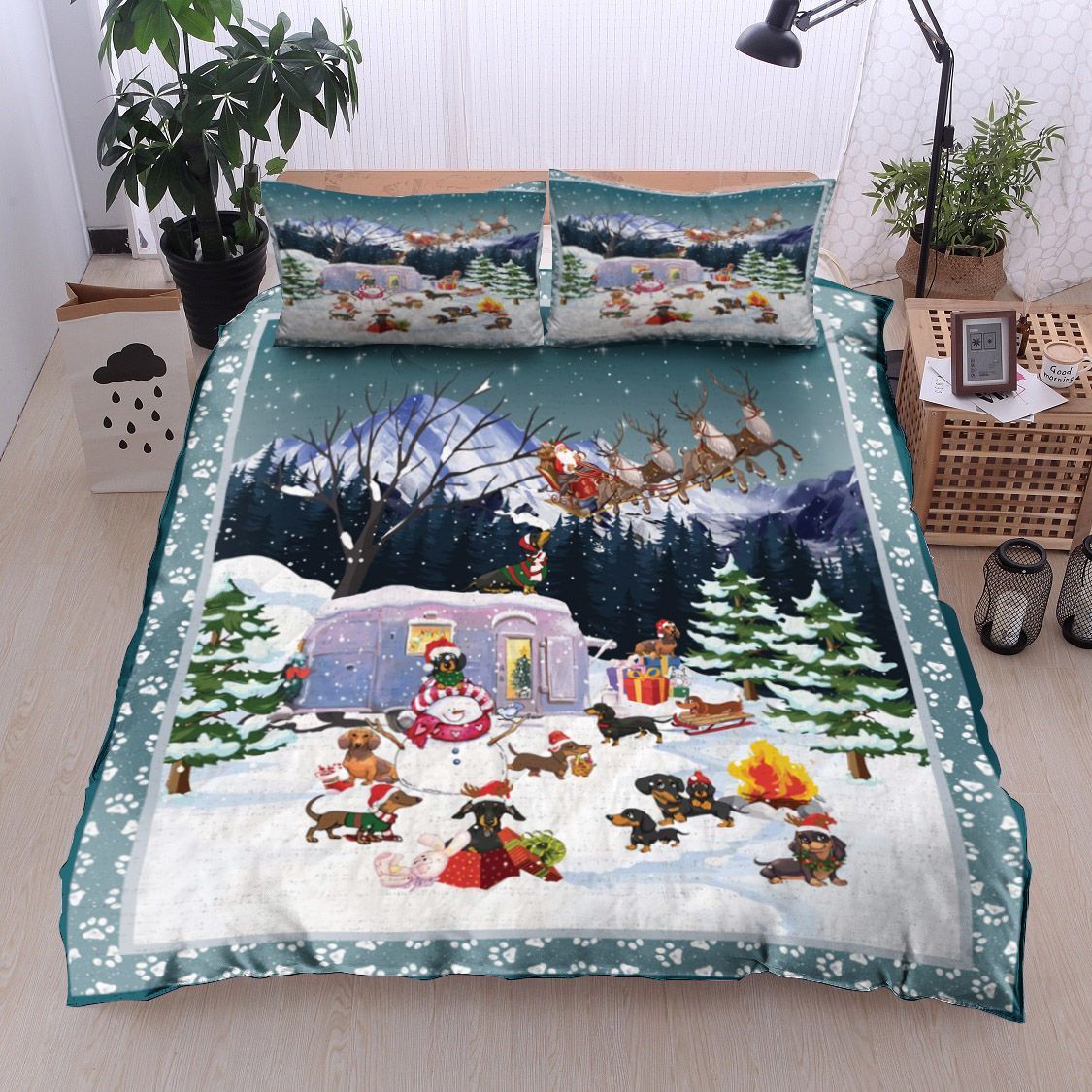 Christmas Dachshund Bedding Set
