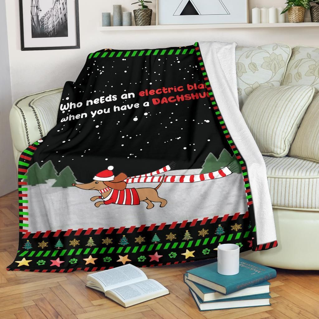 Christmas Dachshund Who Need Sherpa Fleece Blanket