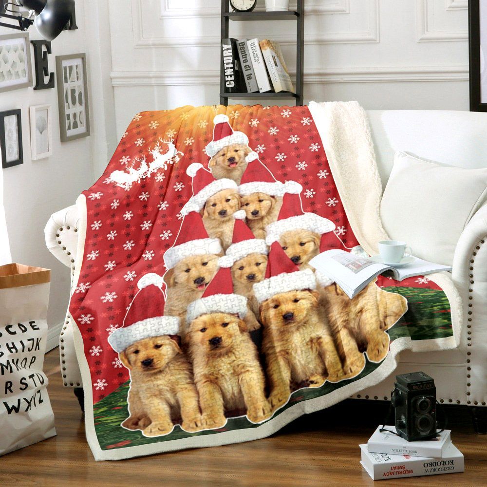 Christmas Day Dog Sherpa Fleece Blanket