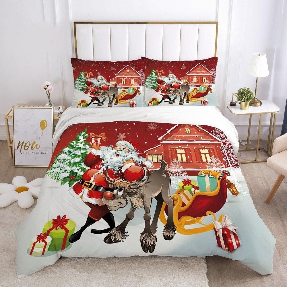 Christmas Day Santa Red Bedding Set