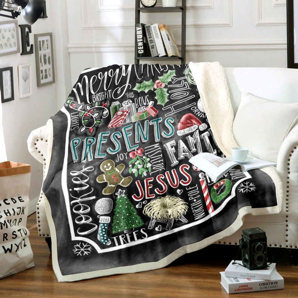 Christmas Decor Sherpa Fleece Blanket