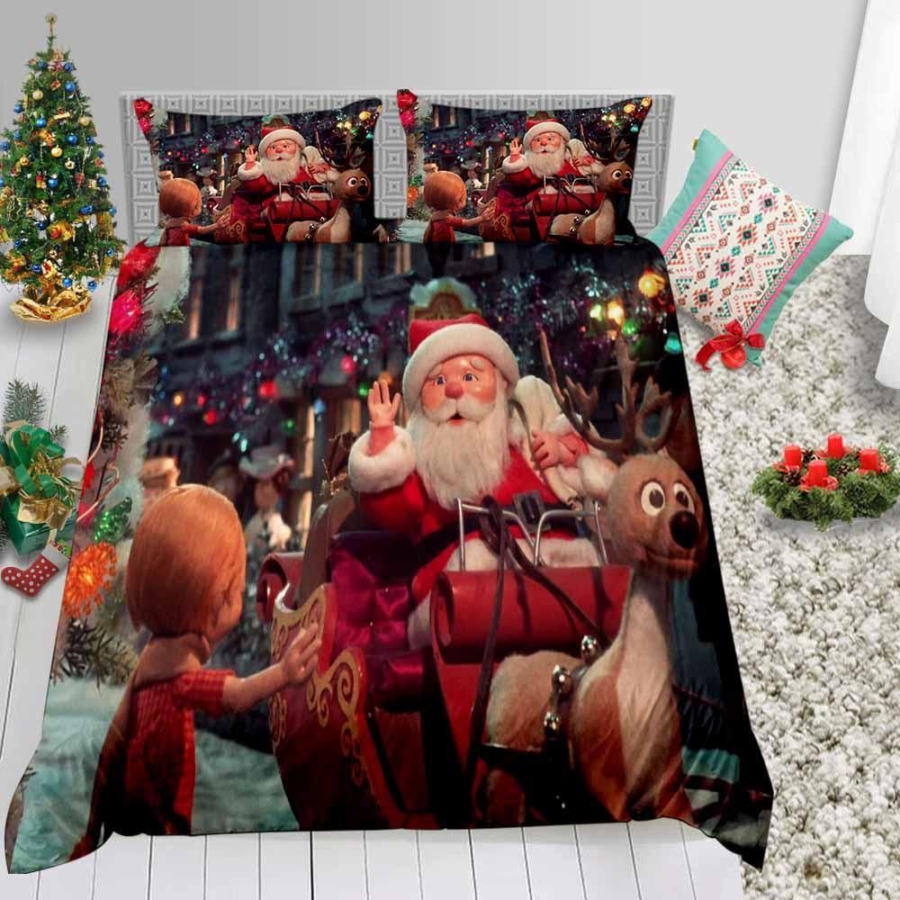 Christmas Decoration Twin Santa Printed Bedding Set