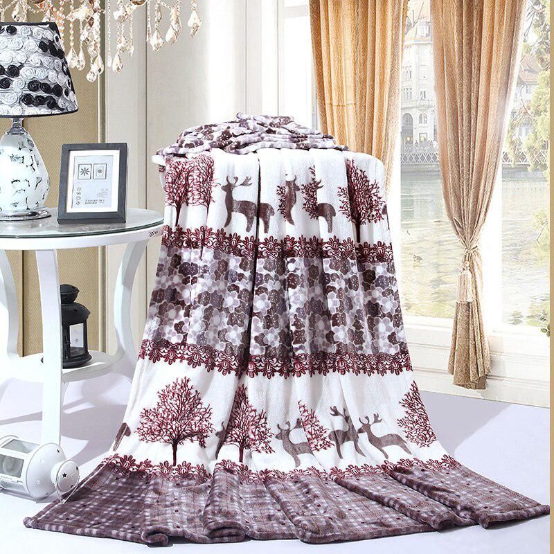 Christmas Deer And Tree Sherpa Fleece Blanket