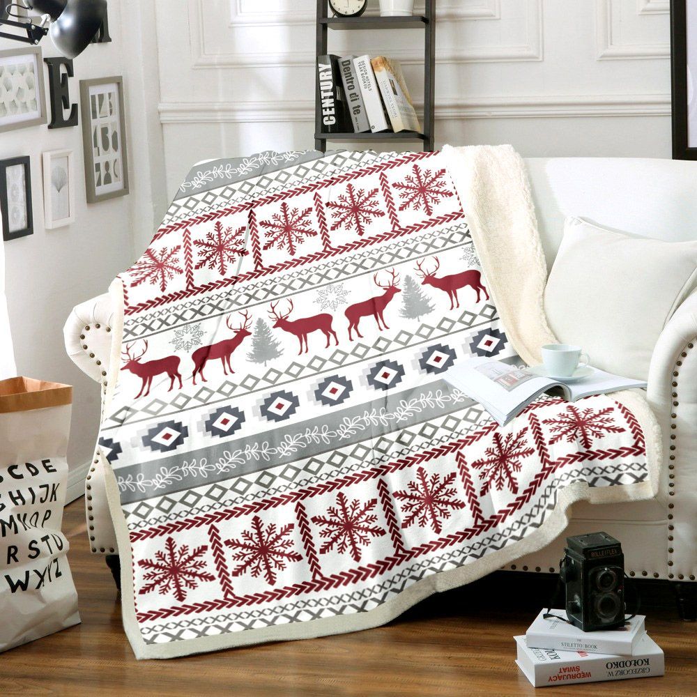 Christmas Deer Sherpa Fleece Blanket