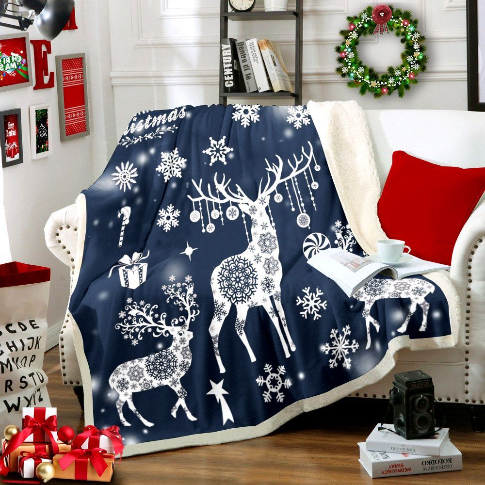 Christmas Deer Sherpa Fleece Blanket
