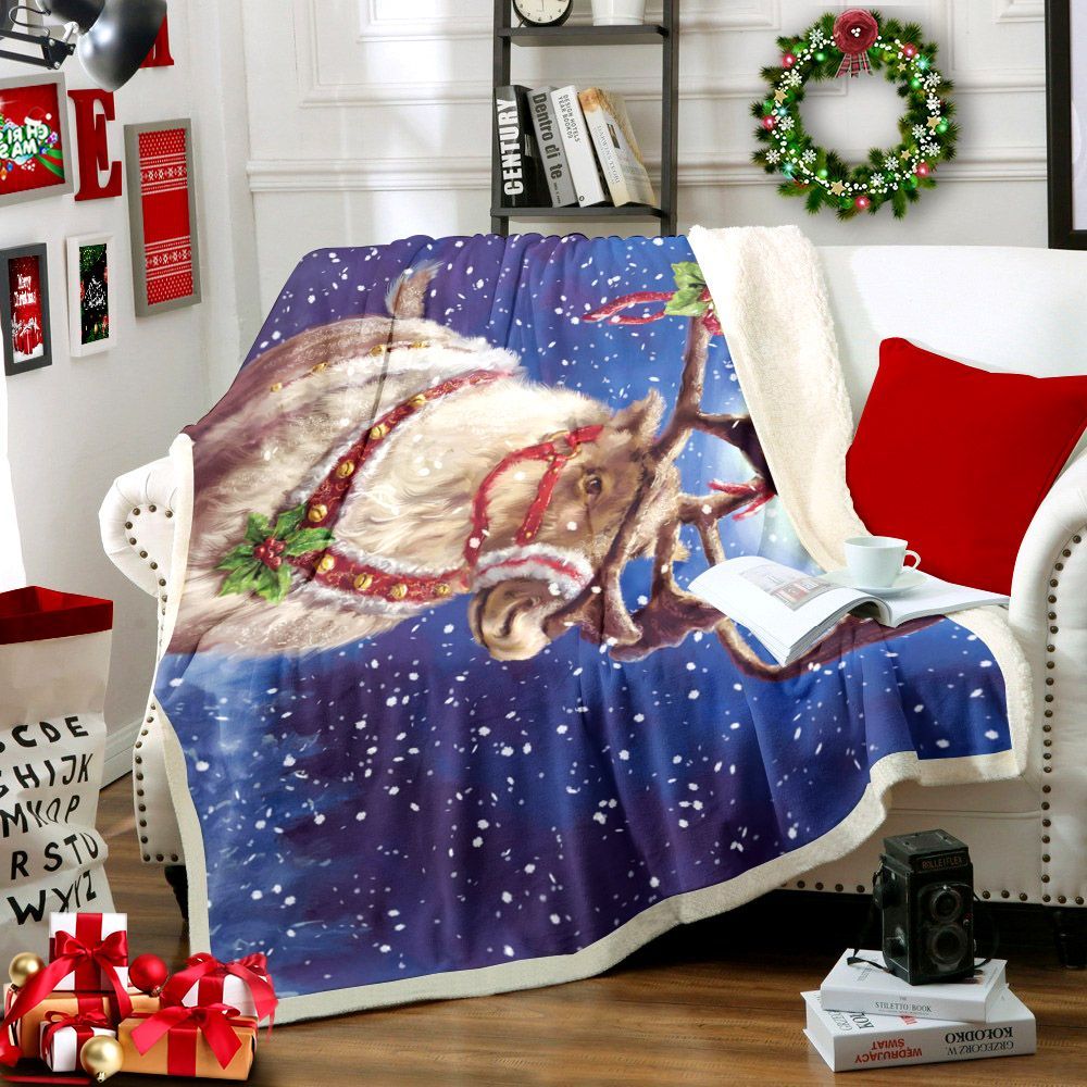 Christmas Deer Sherpa Fleece Blanket