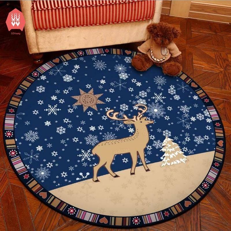 Christmas Deer Round Carpet