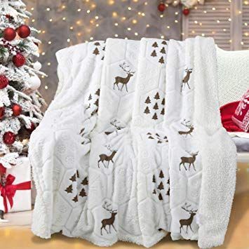 Christmas Deer Sherpa Fleece Blanket