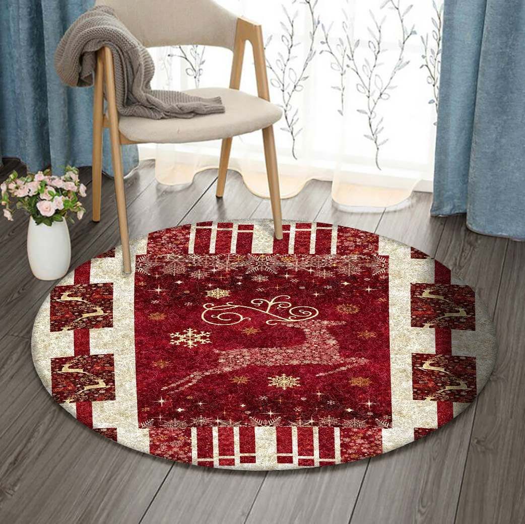 Christmas Deer Round Carpet