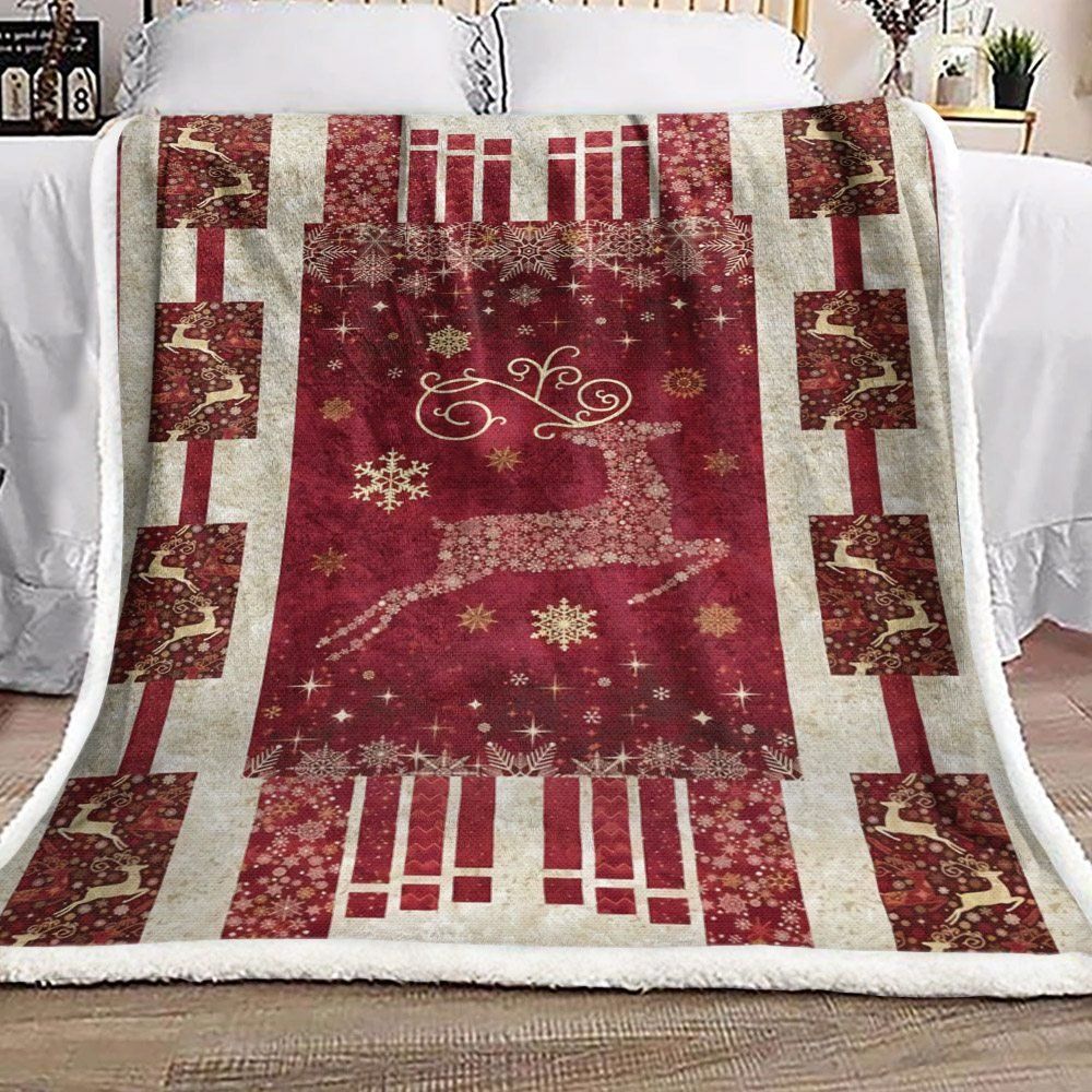 Christmas Deer Sherpa Fleece Blanket