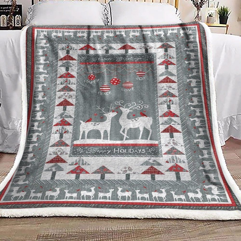 Christmas Deer Sherpa Fleece Blanket