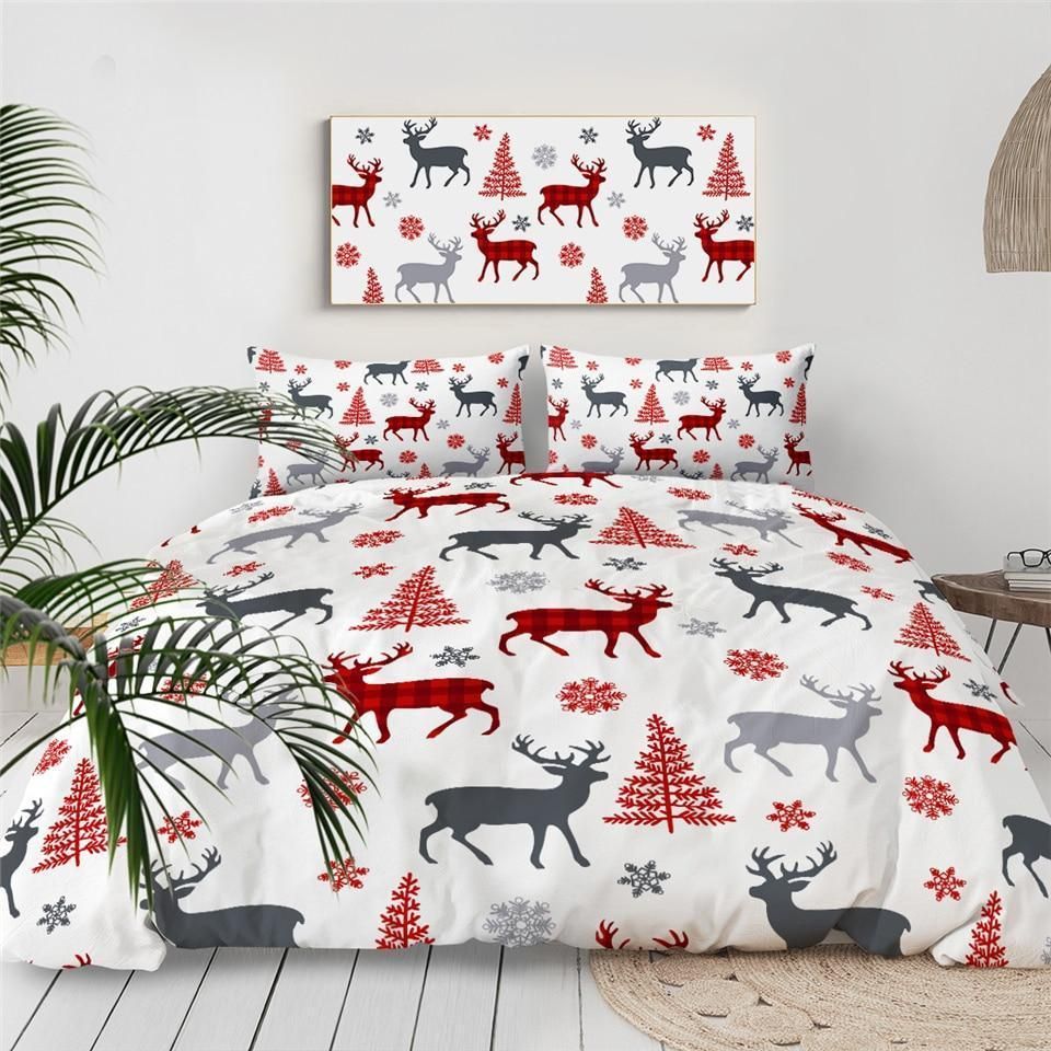 Christmas Deer Pattern Bedding Set
