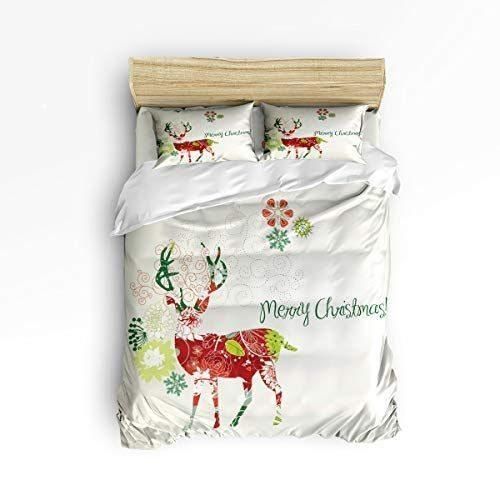 Christmas Deer Snowlake Pattern Bedding Set
