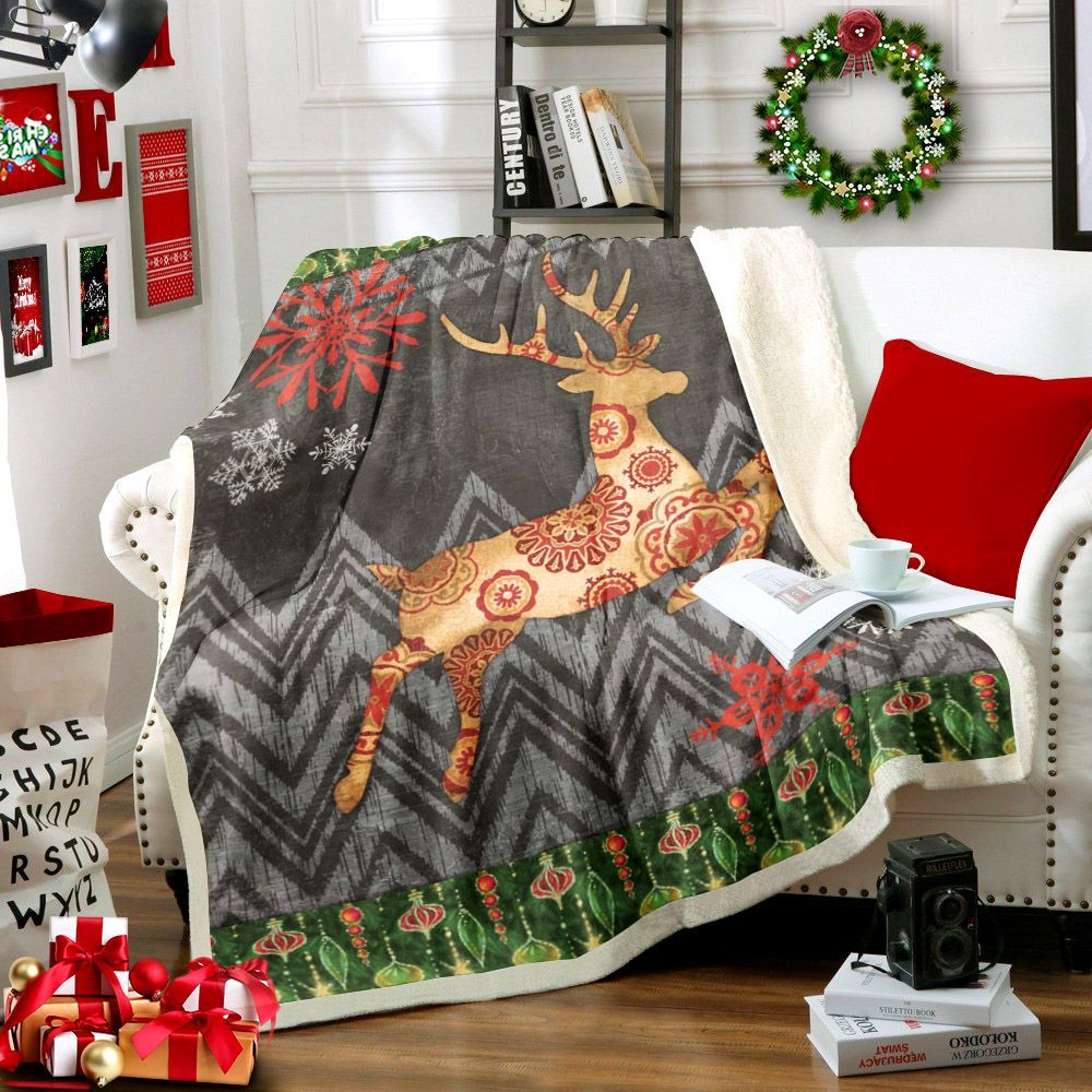 Christmas Deer Sherpa Fleece Blanket