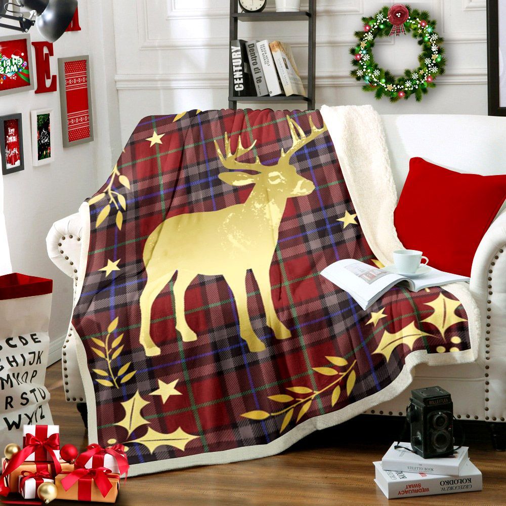 Christmas Deer Sherpa Fleece Blanket