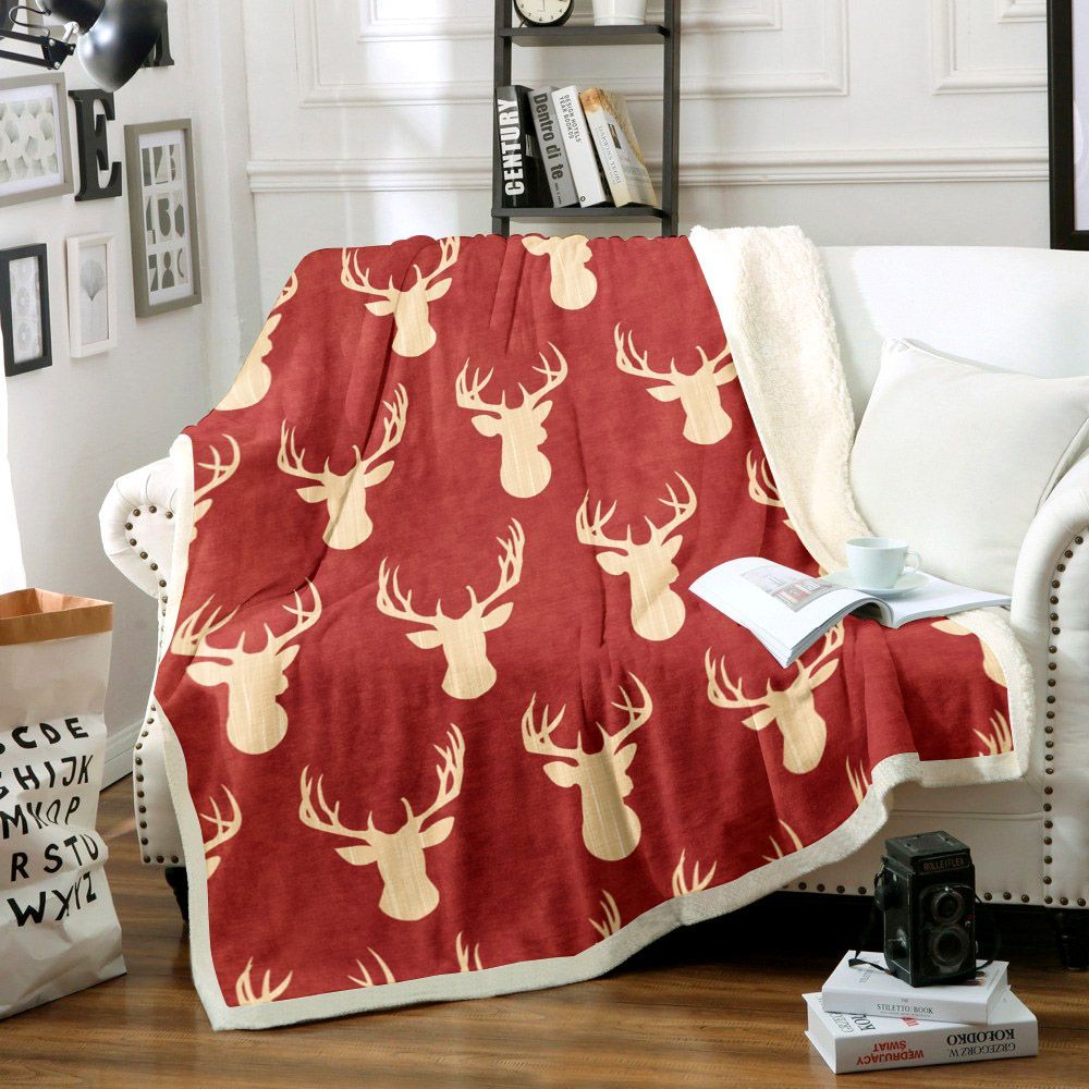 Christmas Deer Sherpa Fleece Blanket