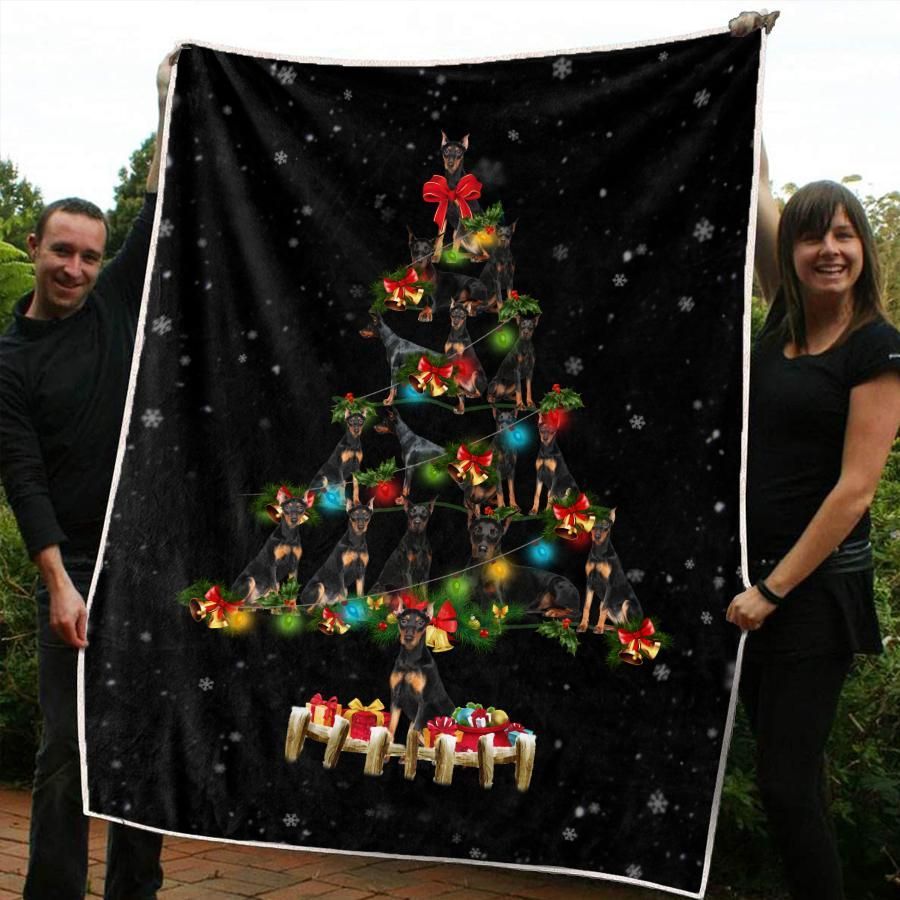 Christmas Dobermann Sherpa Fleece Blanket