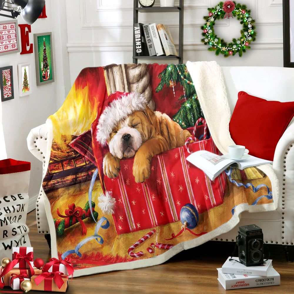 Christmas Dog Sherpa Fleece Blanket