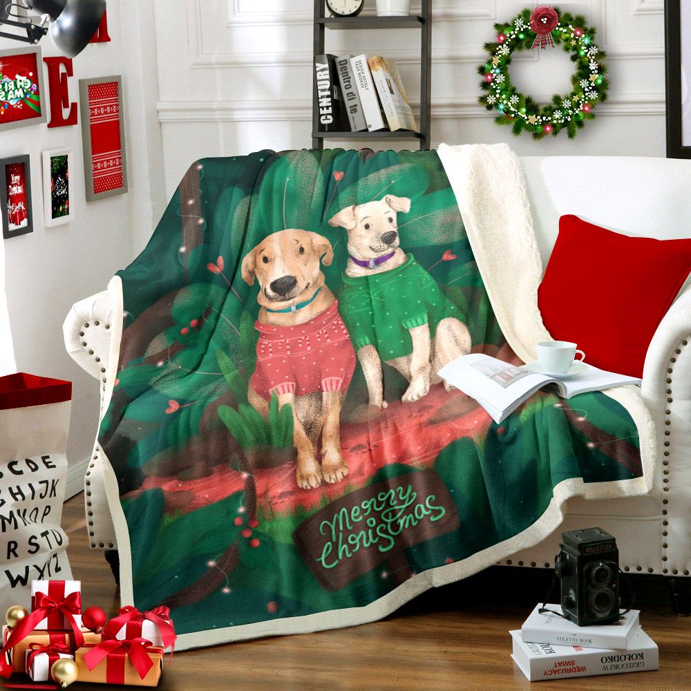 Christmas Dog Sherpa Fleece Blanket
