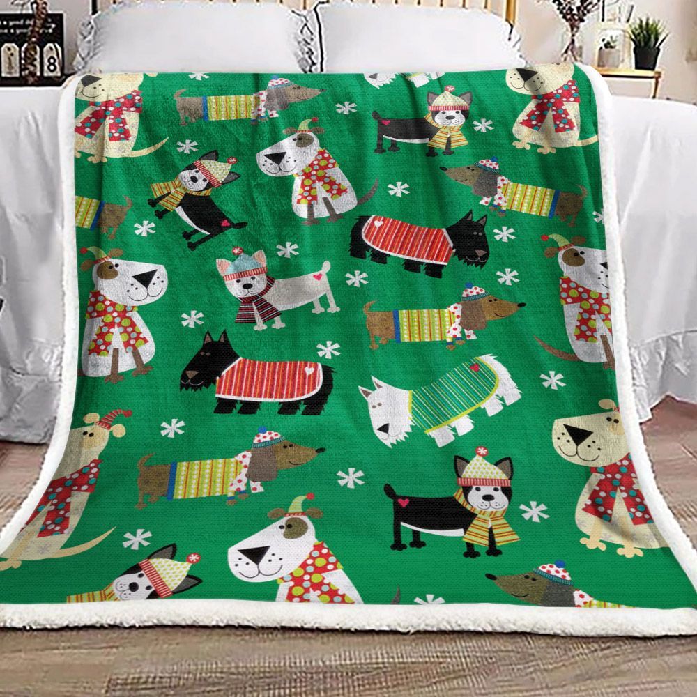 Christmas Dog Sherpa Fleece Blanket