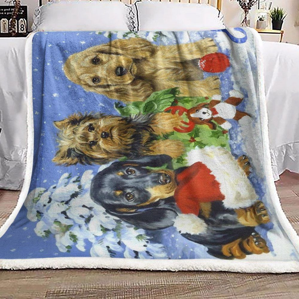 Christmas Dog Sherpa Fleece Blanket