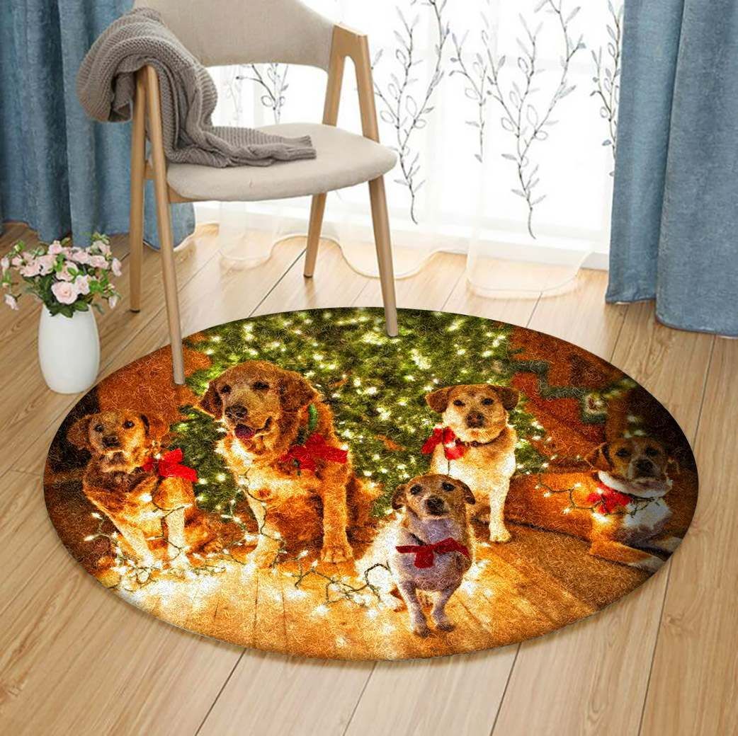 Christmas Dog Round Carpet